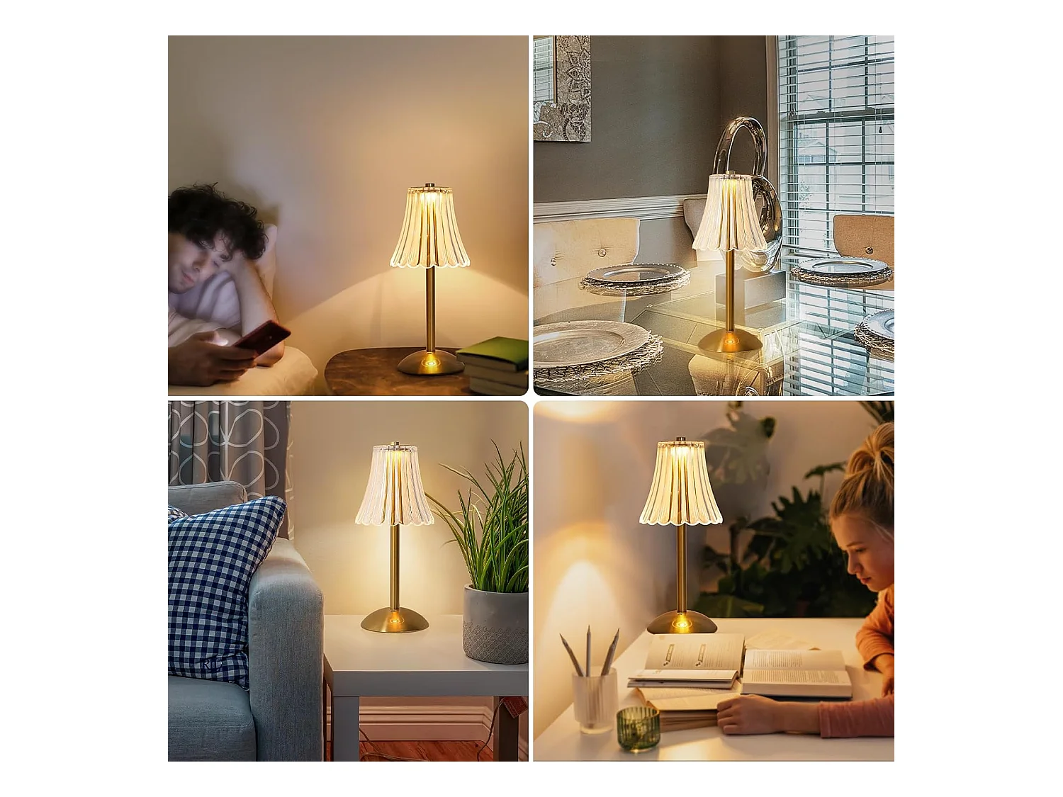 Petite lampe de table Atmosphère de chevet de chambre à coucher (spécification: chargement USB à gradation tactile à trois couleurs dorées)