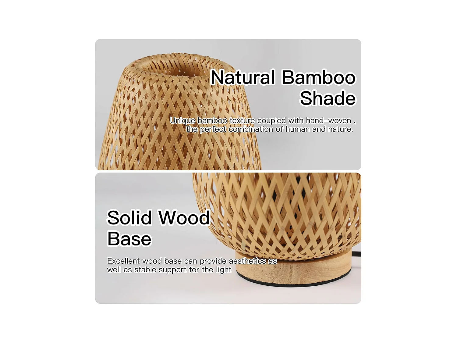 Lampe de Table en Bambou Tissé avec Abat-Jour Design Parfaite pour Chambre Bureau Salle à Manger et Salon 18*28cm (Ampoule non incluse)