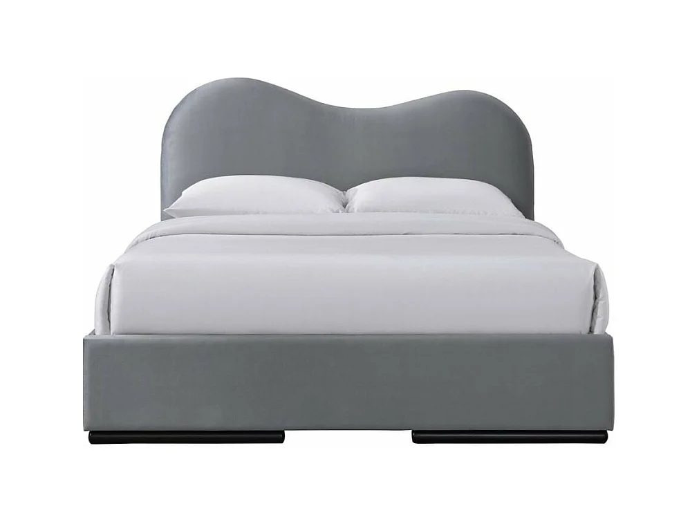 Letto grigio per 2 persone 160 x 200 cm con cassettiera WAVE