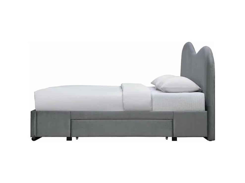 Letto grigio per 2 persone 160 x 200 cm con cassettiera WAVE