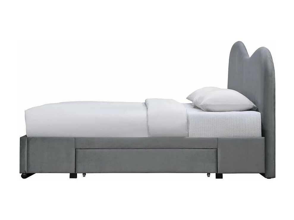 Cama gris para 2 personas 160 x 200 cm con cajones WAVE