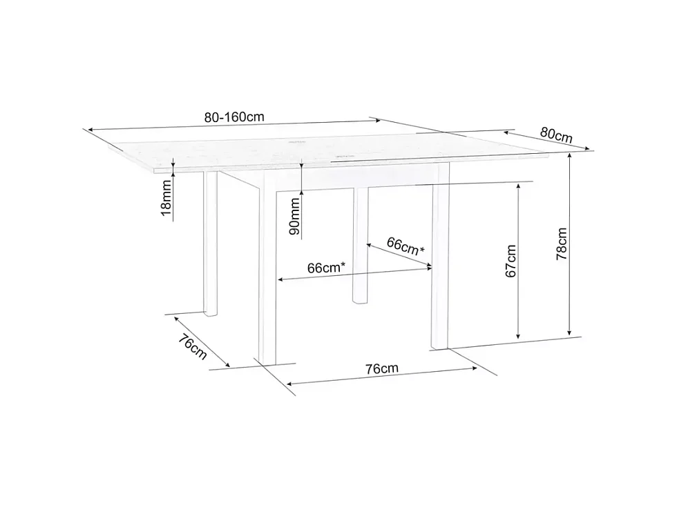 Table pliable extensible carrée cachemire 8 pers chêne clair ATLANTISZ5