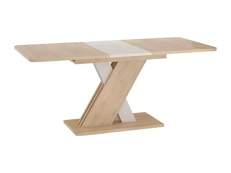 Table extensible design pied X bois et beige 140 / 180 x 85 cm Zest