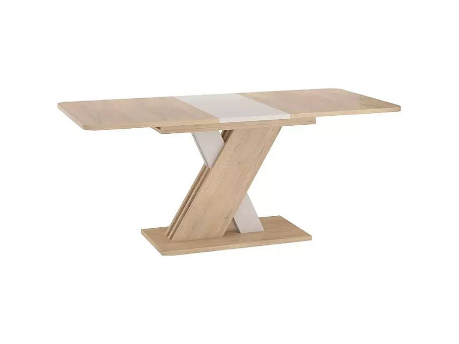 Table extensible design pied X bois et beige 140 / 180 x 85 cm Zest