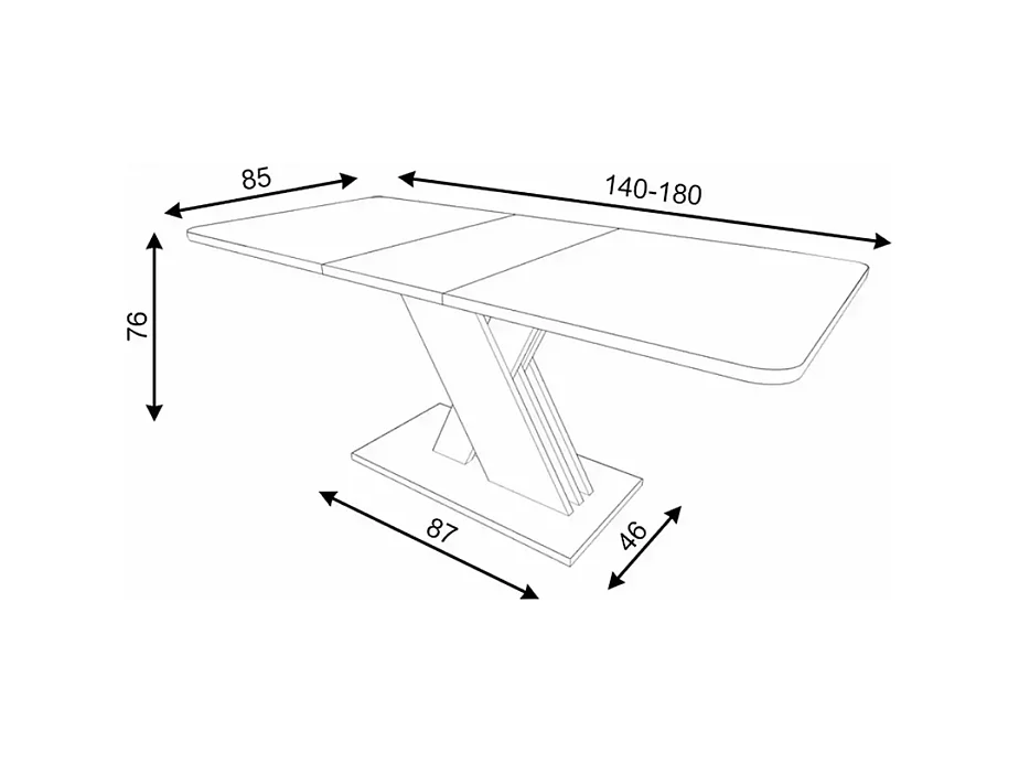 Table extensible design pied X bois et beige 140 / 180 x 85 cm Zest