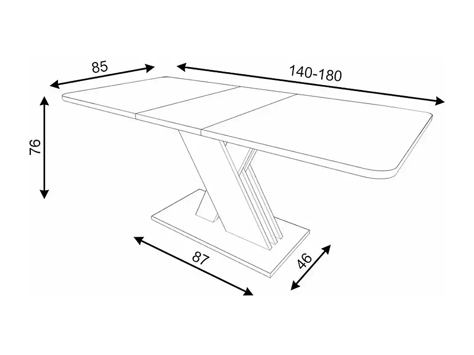 Table extensible design pied X bois et beige 140 / 180 x 85 cm Zest