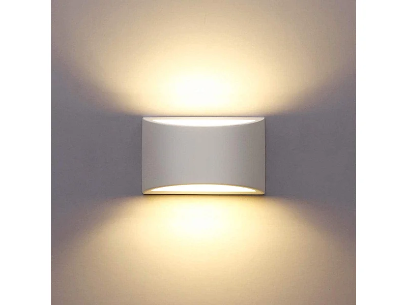 Appliques Murales Interieur,Blanc Lampe Murale LED 7W Blanc Chaud Moderne Applique Murale en Plâtre pour Chambre Couloir Salon(G9 LED ampoule Inclure)