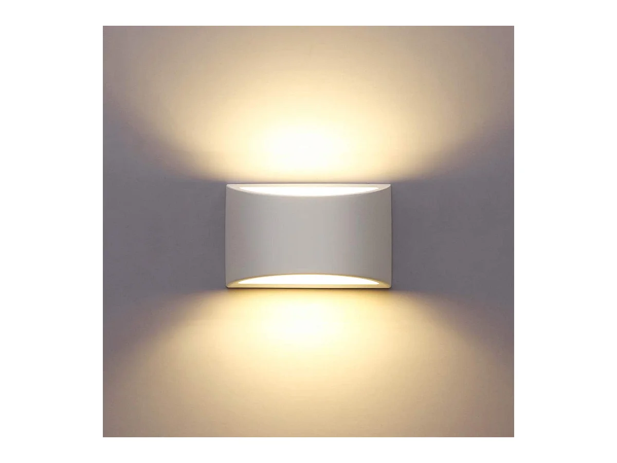 Appliques Murales Interieur,Blanc Lampe Murale LED 7W Blanc Chaud Moderne Applique Murale en Plâtre pour Chambre Couloir Salon(G9 LED ampoule Inclure)
