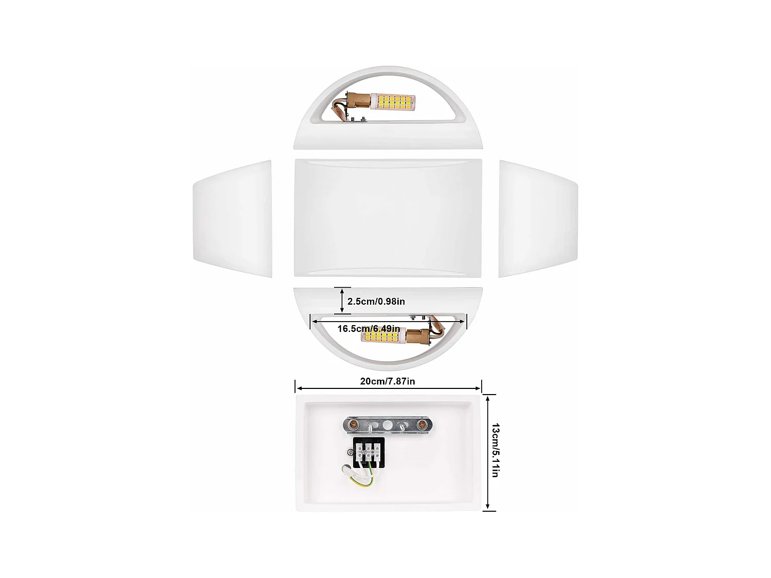 Appliques Murales Interieur,Blanc Lampe Murale LED 7W Blanc Chaud Moderne Applique Murale en Plâtre pour Chambre Couloir Salon(G9 LED ampoule Inclure)