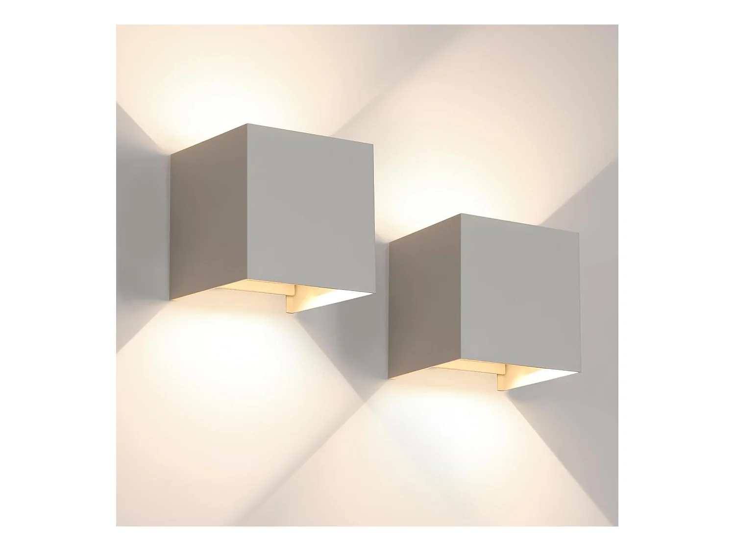 Lot de 2 Applique Murale LED Extérieure et Intérieure, Luminaire Moderne Up Down pour Chambre et Salon（Gris Sable,6W,Lumière Neutre 4000K）