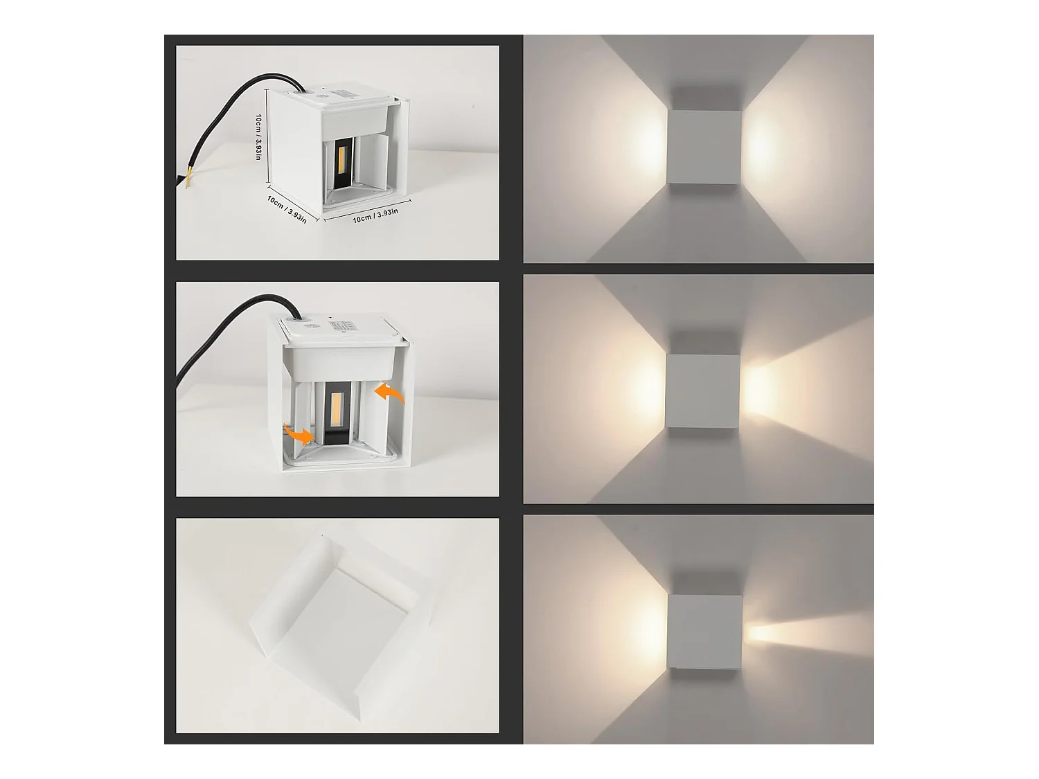 Lot de 2 Applique Murale LED Extérieure et Intérieure, Luminaire Moderne Up Down pour Chambre et Salon（Gris Sable,6W,Lumière Neutre 4000K）