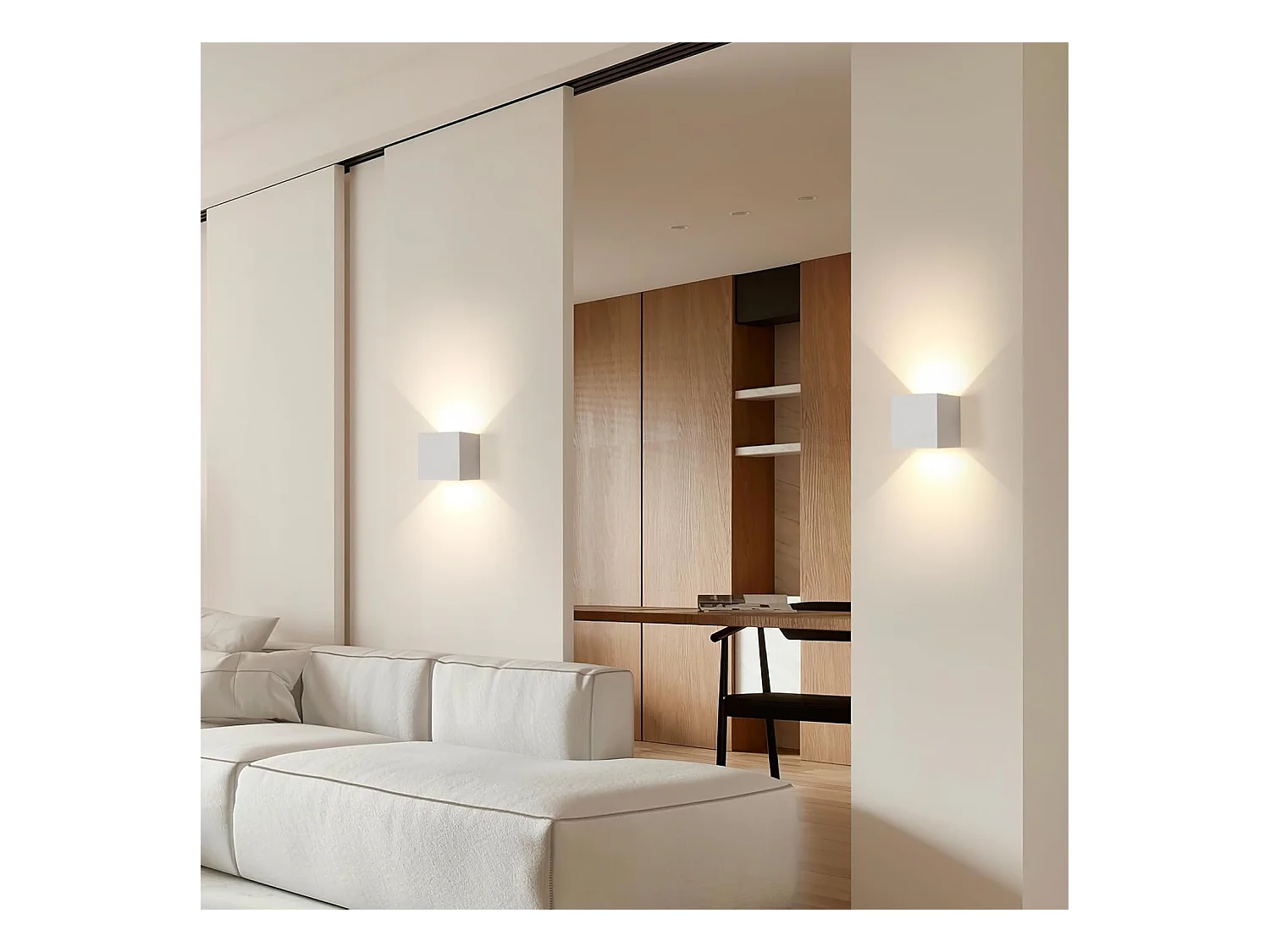 Lot de 2 Applique Murale LED Extérieure et Intérieure, Luminaire Moderne Up Down pour Chambre et Salon（Gris Sable,6W,Lumière Neutre 4000K）