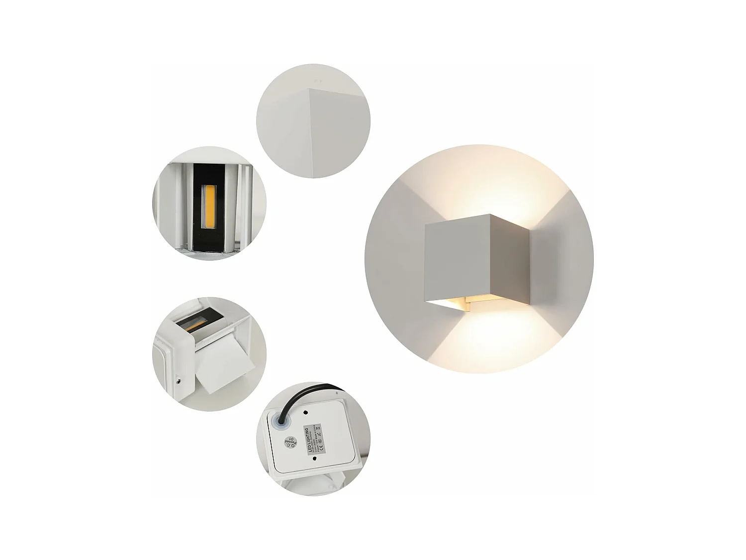 Lot de 2 Applique Murale LED Extérieure et Intérieure, Luminaire Moderne Up Down pour Chambre et Salon（Gris Sable,6W,Lumière Neutre 4000K）