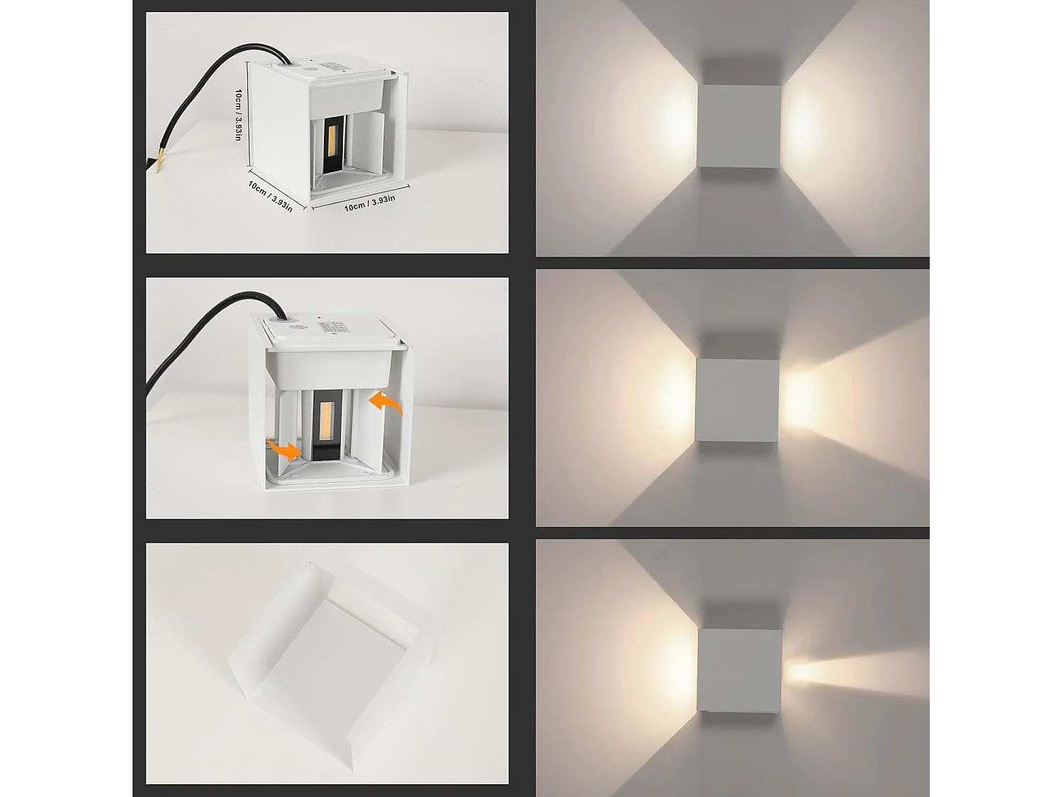 Lot de 2 Applique Murale LED Extérieure et Intérieure, Luminaire Moderne Up Down pour Chambre et Salon（Gris Sable,6W,Lumière Neutre 4000K）