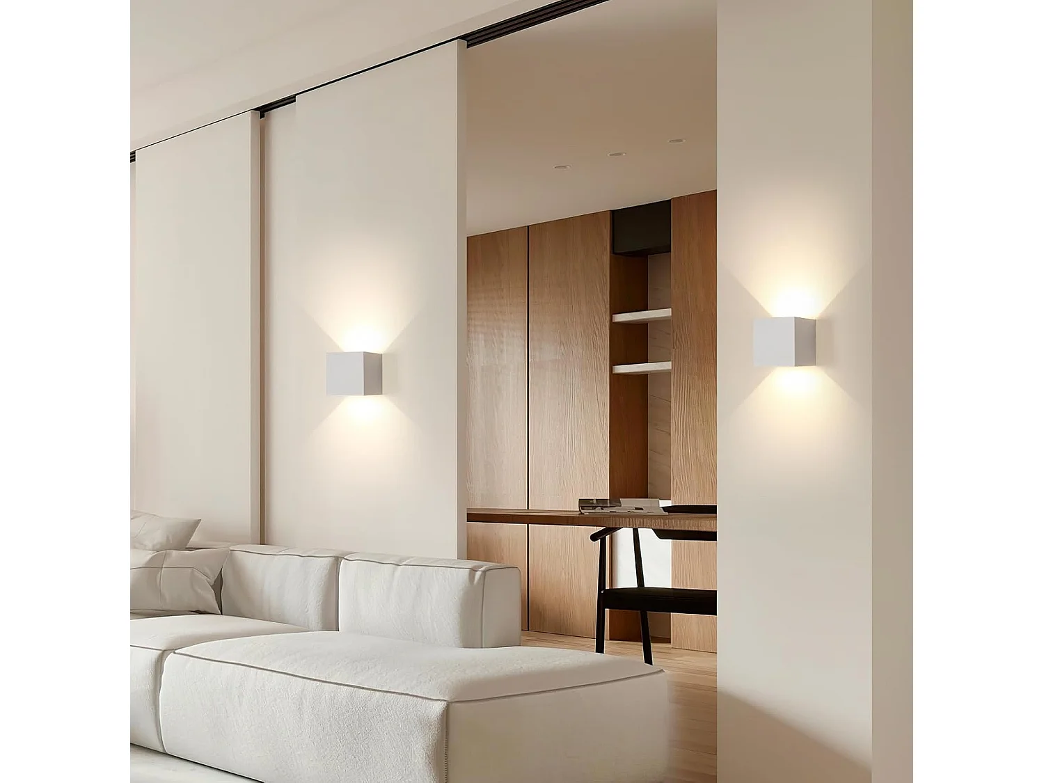 Lot de 2 Applique Murale LED Extérieure et Intérieure, Luminaire Moderne Up Down pour Chambre et Salon（Gris Sable,6W,Lumière Neutre 4000K）