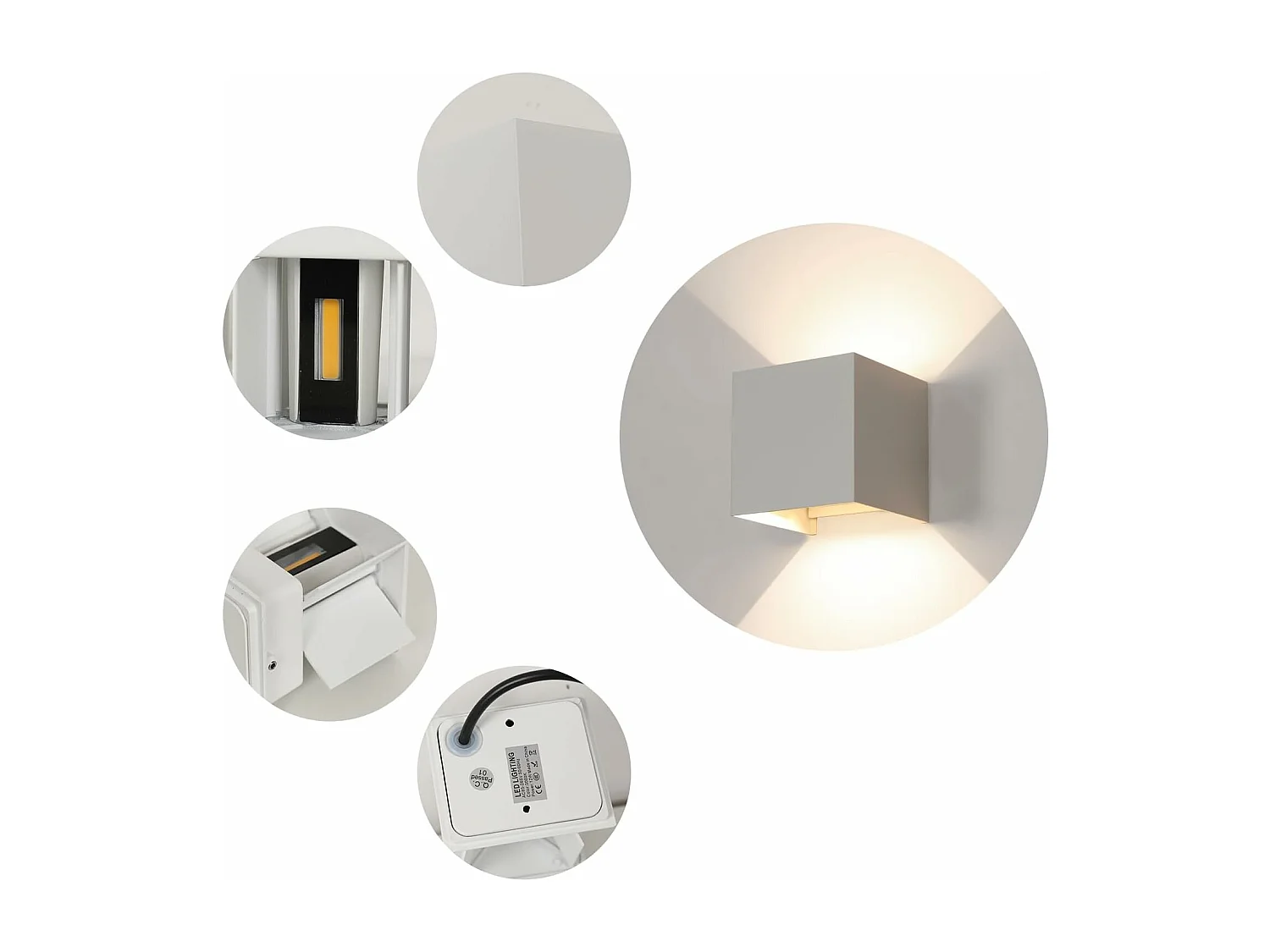 Lot de 2 Applique Murale LED Extérieure et Intérieure, Luminaire Moderne Up Down pour Chambre et Salon（Gris Sable,6W,Lumière Neutre 4000K）