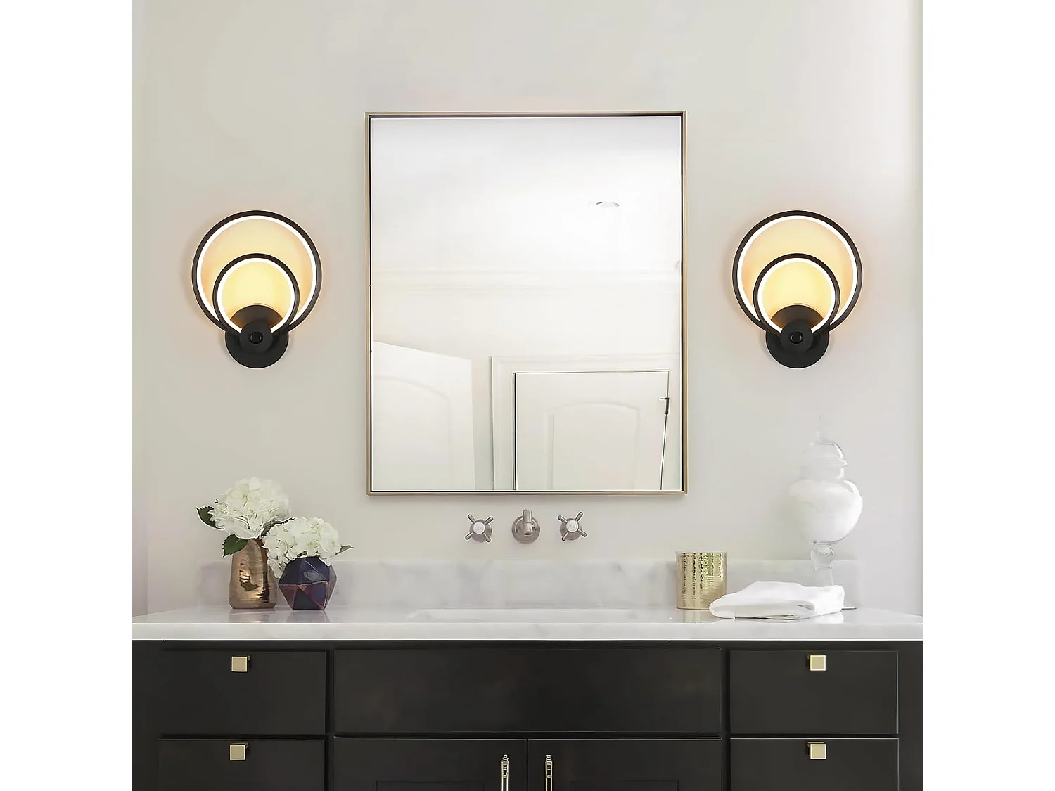 Applique Murale LED, Blanc Lampe Murale Moderne 20W 2500LM, Luminaire Murals en Acryliquel pour Chambre Maison Couloir Salon Escalier, 3000K Blanc Chaud