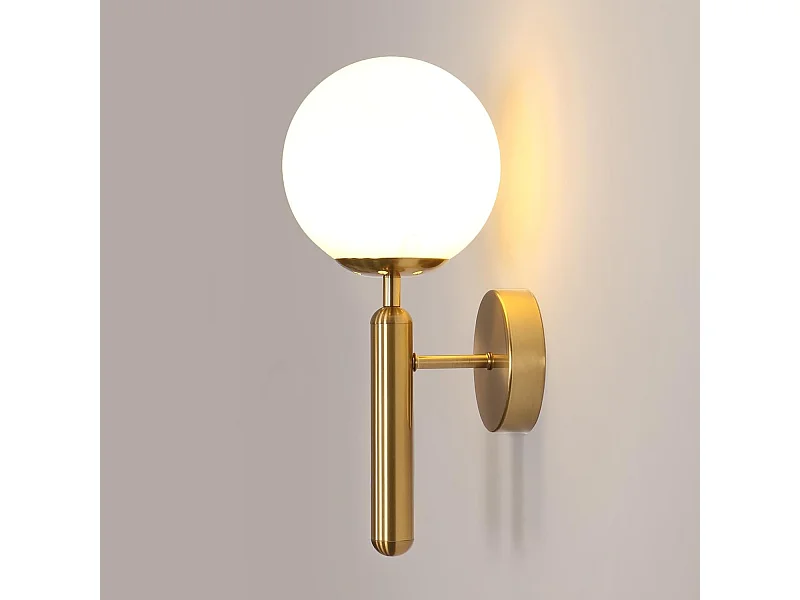 Applique murale d'intérieur moderne, applique murale dorée E27, applique murale créative en boule de verre, sans ampoule