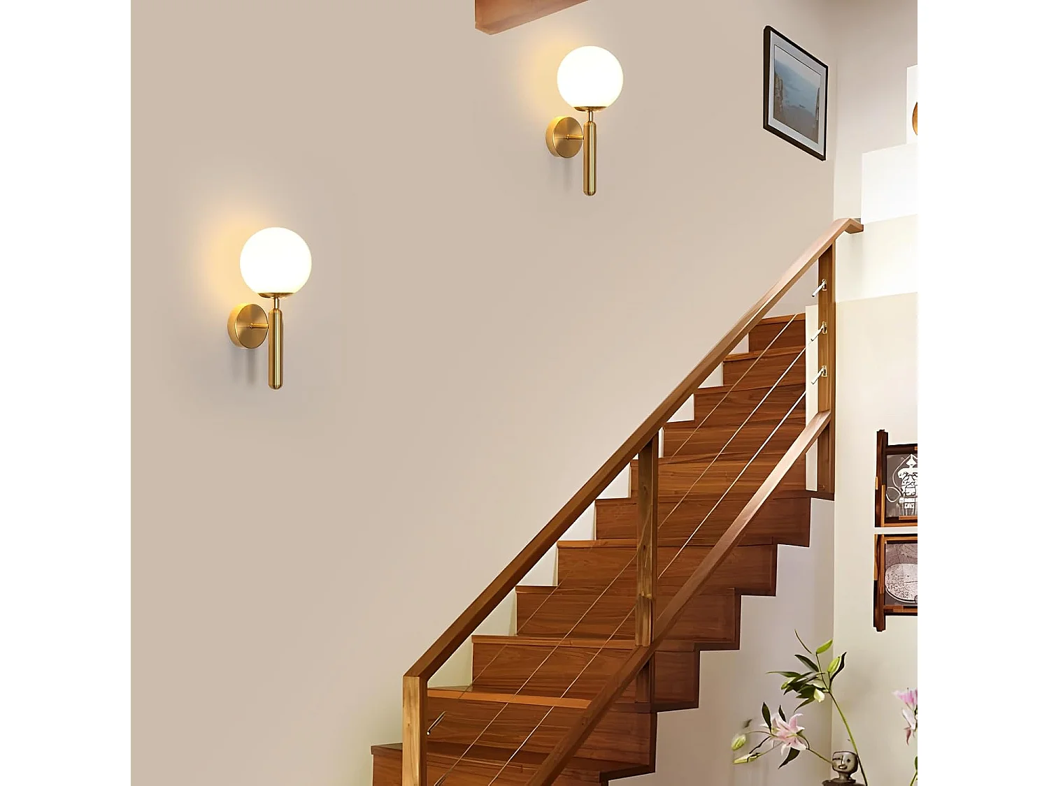 Applique murale d'intérieur moderne, applique murale dorée E27, applique murale créative en boule de verre, sans ampoule