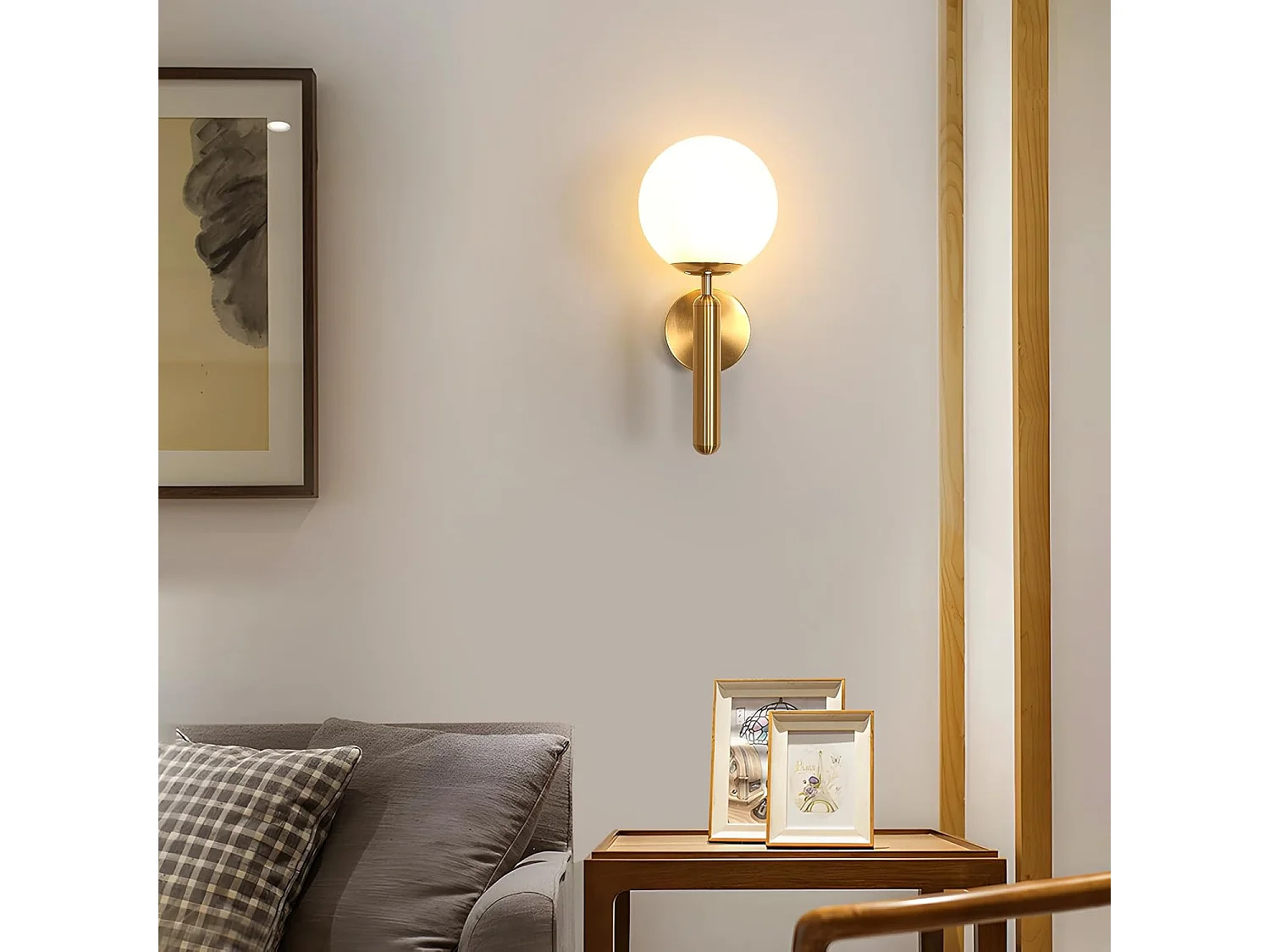 Applique murale d'intérieur moderne, applique murale dorée E27, applique murale créative en boule de verre, sans ampoule