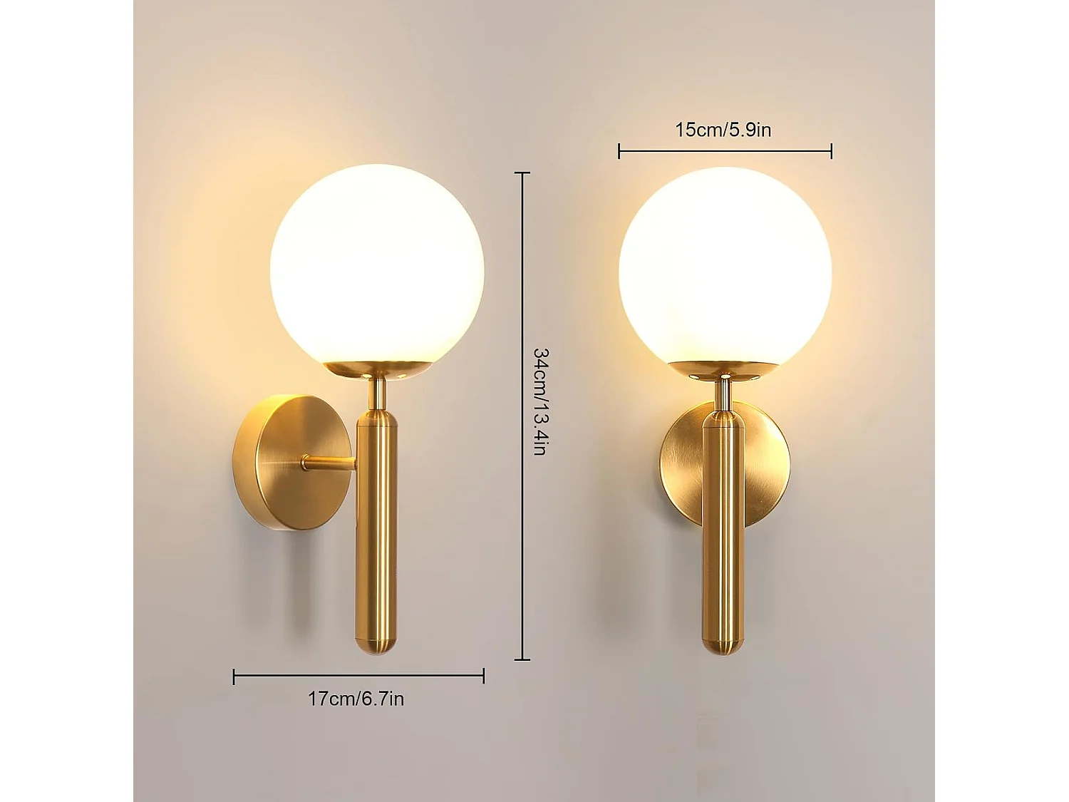 Applique murale d'intérieur moderne, applique murale dorée E27, applique murale créative en boule de verre, sans ampoule