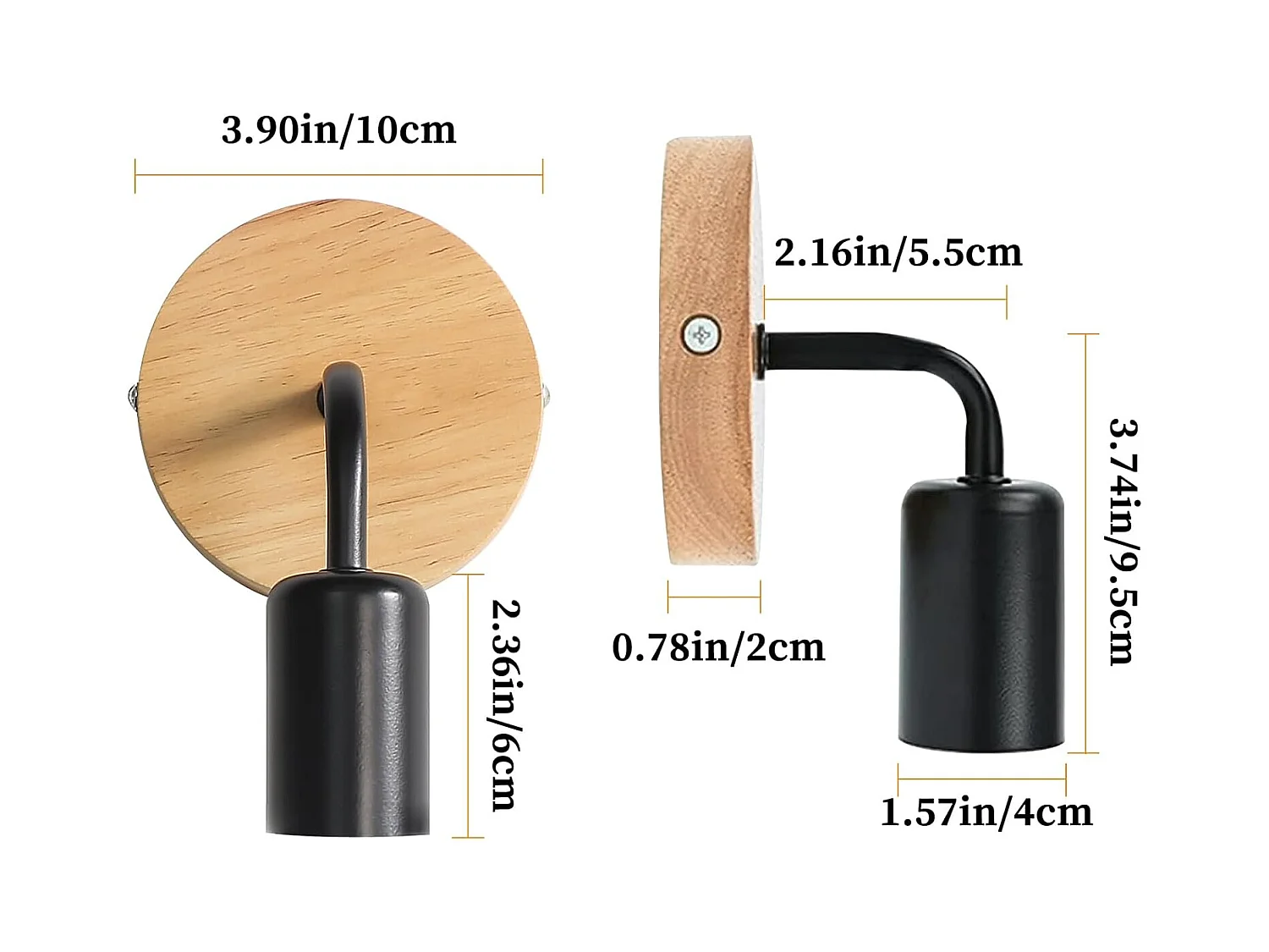 8 Pièces Appliques Murales Vintage en Bois, Lampes Murales Interieur Industrielle E27 pour Chambre, Salon, Escalier, Couloir(ampoules non incluses)