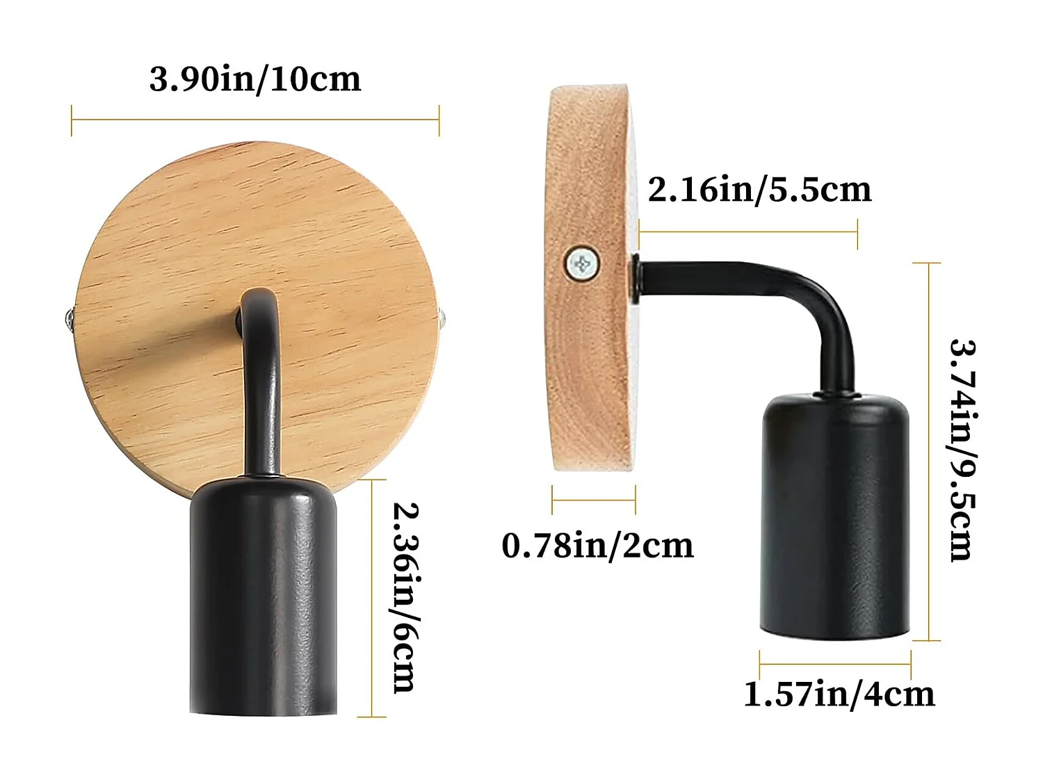 8 Pièces Appliques Murales Vintage en Bois, Lampes Murales Interieur Industrielle E27 pour Chambre, Salon, Escalier, Couloir(ampoules non incluses)