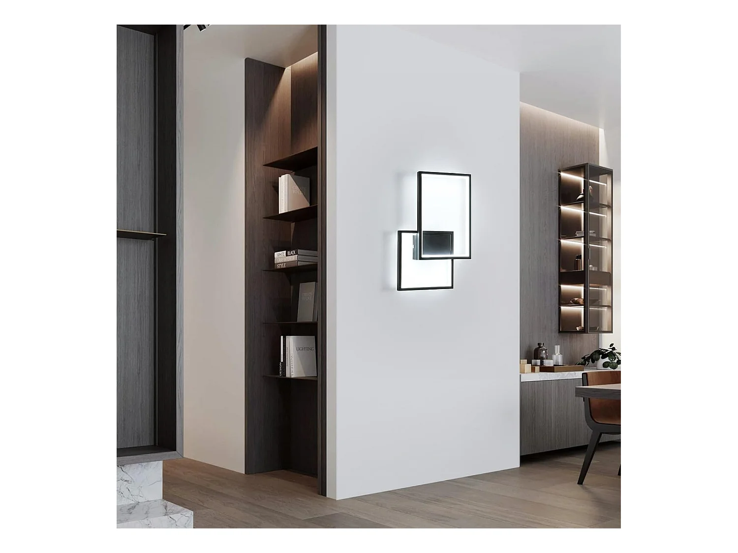 Applique Murale Intérieure LED, 34W 3825LM Lampe Murale LED Moderne, 41CM Noir Éclairage Mural Chambre en Aluminium Blanc Froid 6500K pour Salon