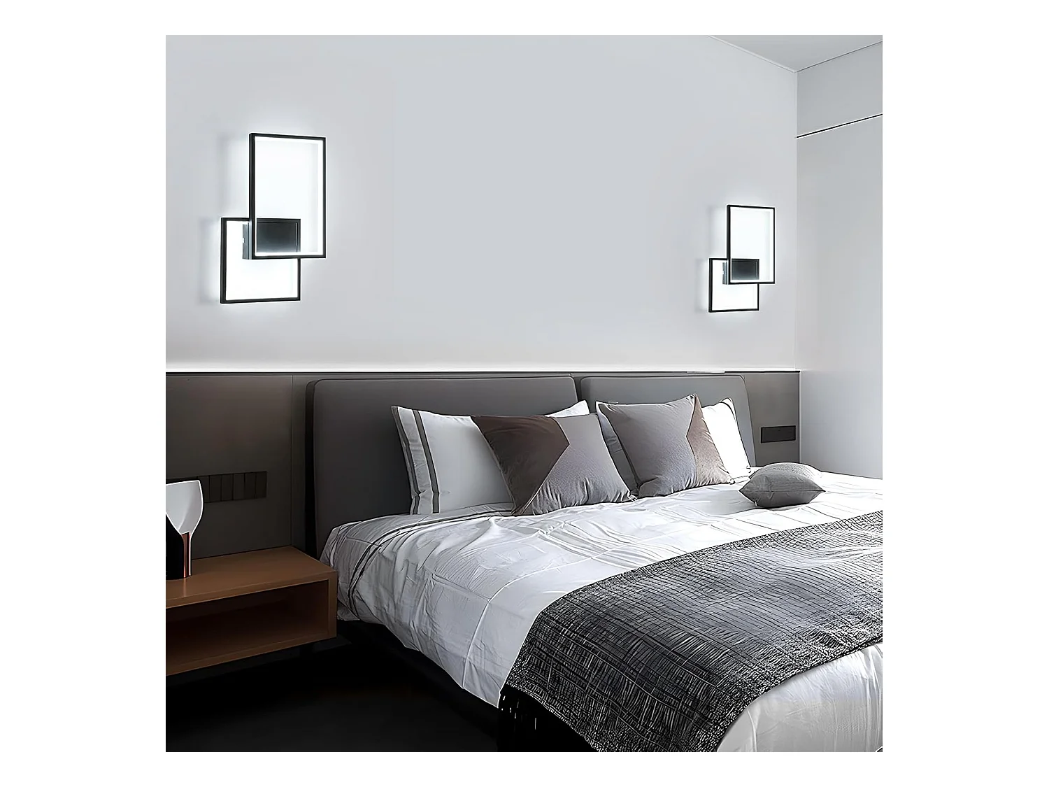 Applique Murale Intérieure LED, 34W 3825LM Lampe Murale LED Moderne, 41CM Noir Éclairage Mural Chambre en Aluminium Blanc Froid 6500K pour Salon
