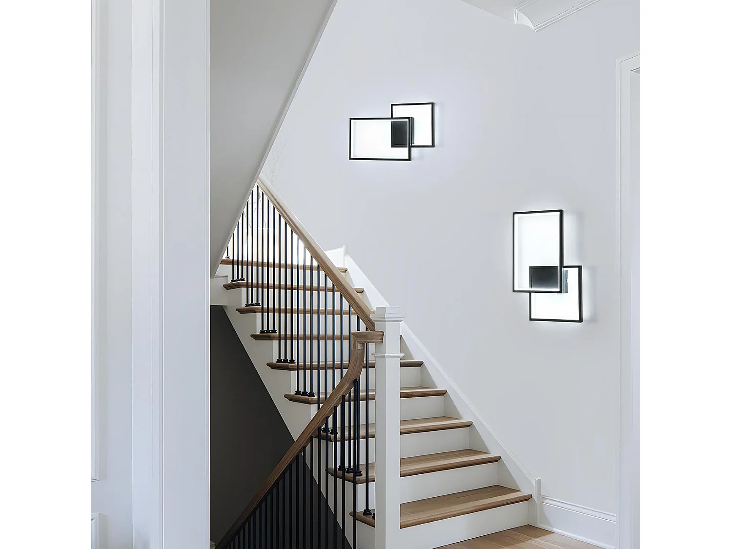 Applique Murale Intérieure LED, 34W 3825LM Lampe Murale LED Moderne, 41CM Noir Éclairage Mural Chambre en Aluminium Blanc Froid 6500K pour Salon