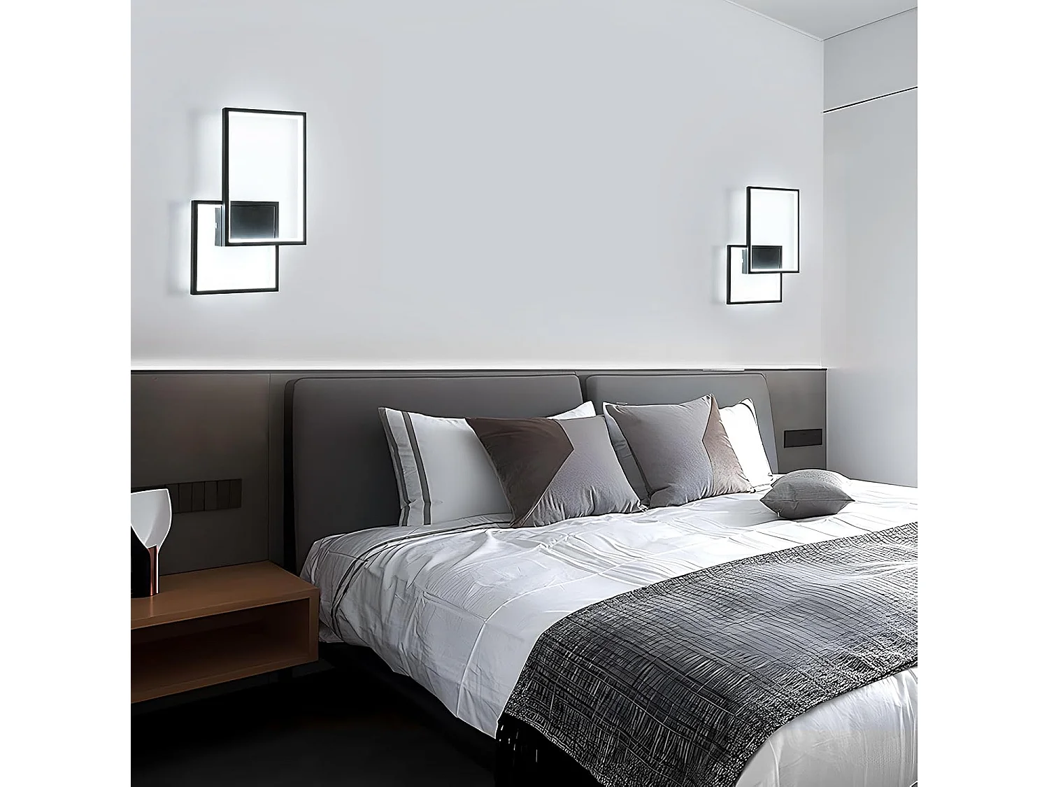 Applique Murale Intérieure LED, 34W 3825LM Lampe Murale LED Moderne, 41CM Noir Éclairage Mural Chambre en Aluminium Blanc Froid 6500K pour Salon