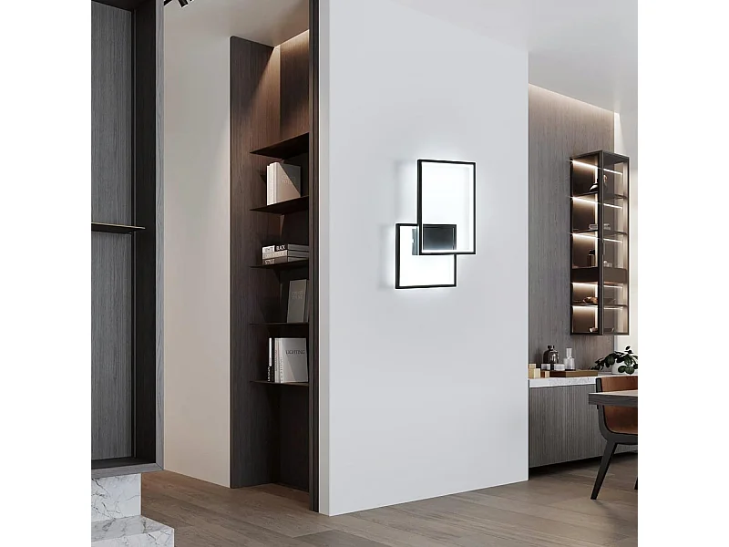 Applique Murale Intérieure LED, 34W 3825LM Lampe Murale LED Moderne, 41CM Noir Éclairage Mural Chambre en Aluminium Blanc Froid 6500K pour Salon