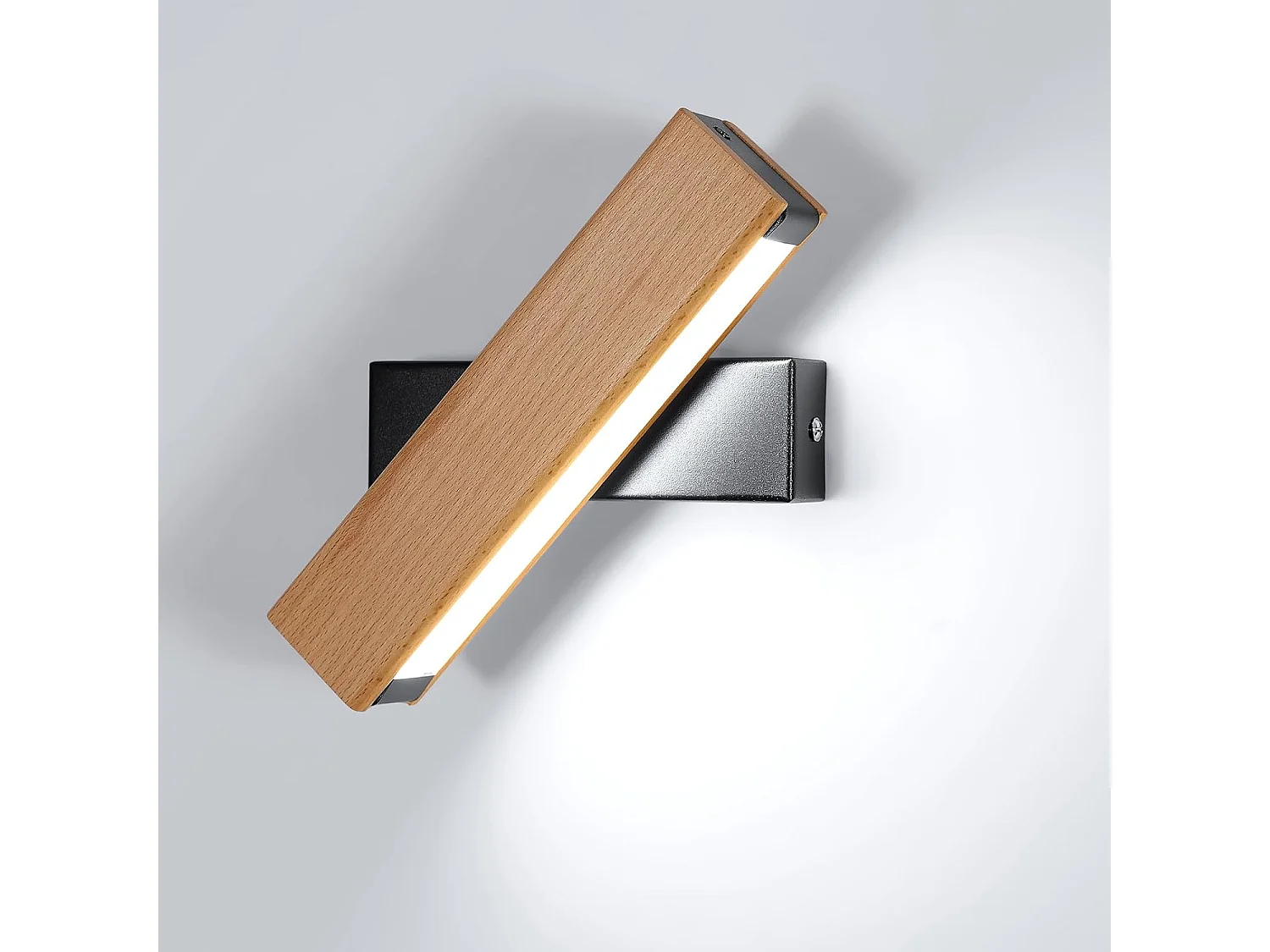 Applique Murale LED,5W 500lm Applique Murale en Bois,360° Lampe Murale Pivotante,Appliques 6500k Lumière Blanche Froide Intérieure Moderne pour Salon