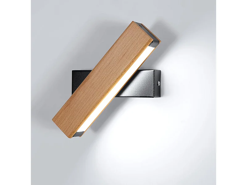 Applique Murale LED,5W 500lm Applique Murale en Bois,360° Lampe Murale Pivotante,Appliques 6500k Lumière Blanche Froide Intérieure Moderne pour Salon