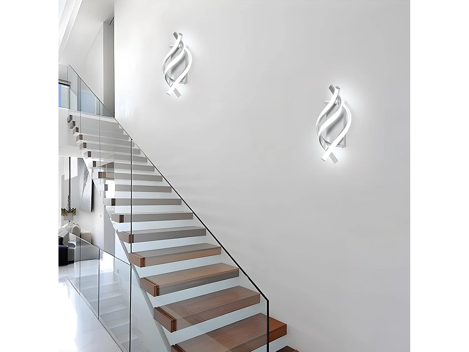 Applique Murale Interieur LED, 22W Lampe Murale Moderne Design en Aluminium, Applique Murale LED 6500K Blanc Froid pour Chambre Couloir Salon Escalier Bureau