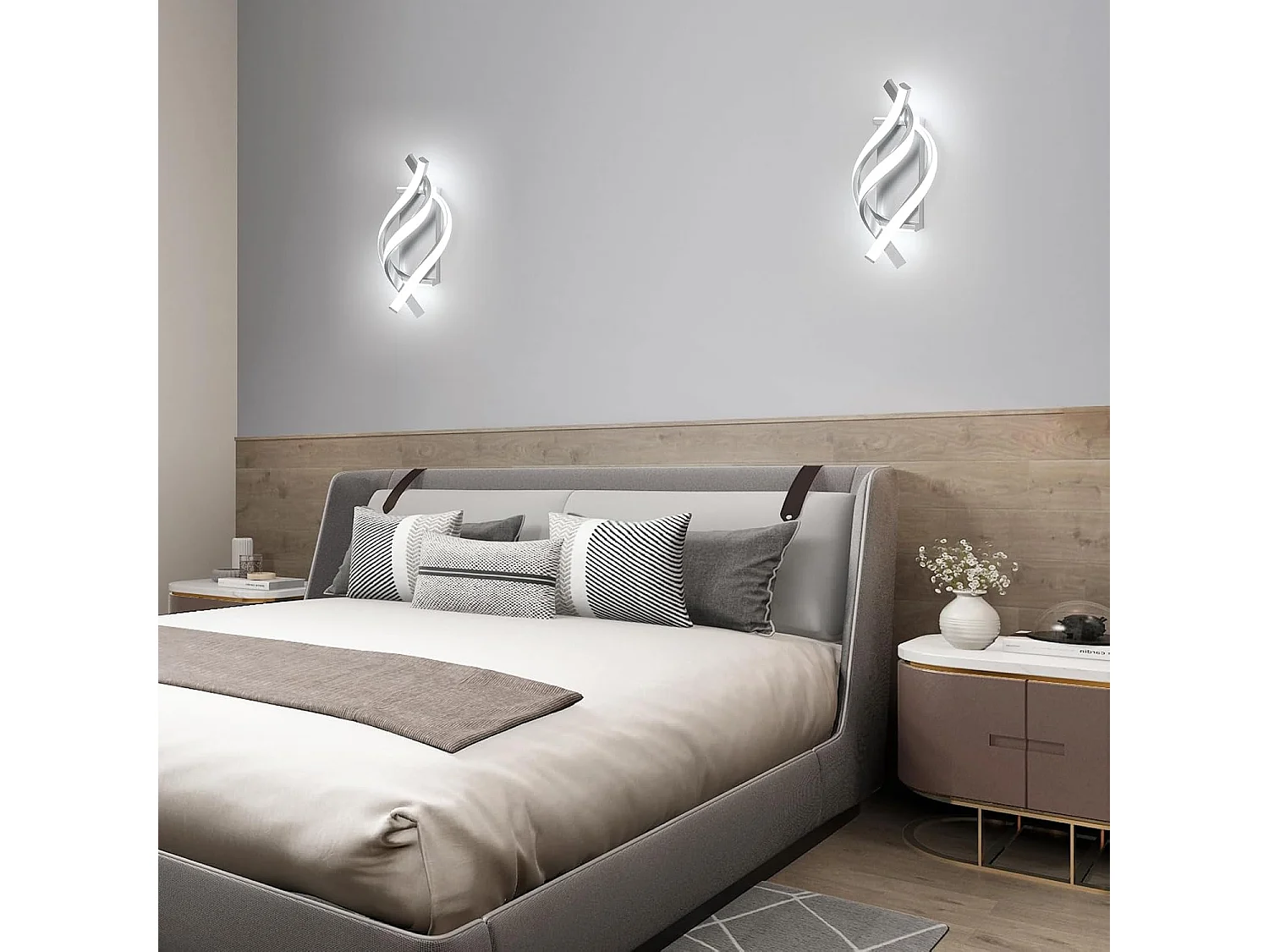 Applique Murale Interieur LED, 22W Lampe Murale Moderne Design en Aluminium, Applique Murale LED 6500K Blanc Froid pour Chambre Couloir Salon Escalier Bureau