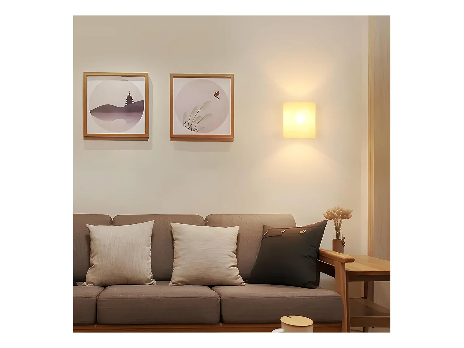 Applique Murale Intérieur, Vintage E27 Lampe Murale Bois, Abat-jour en Verre Applique Murale Chambre pour Salon Couloir Escalier wood