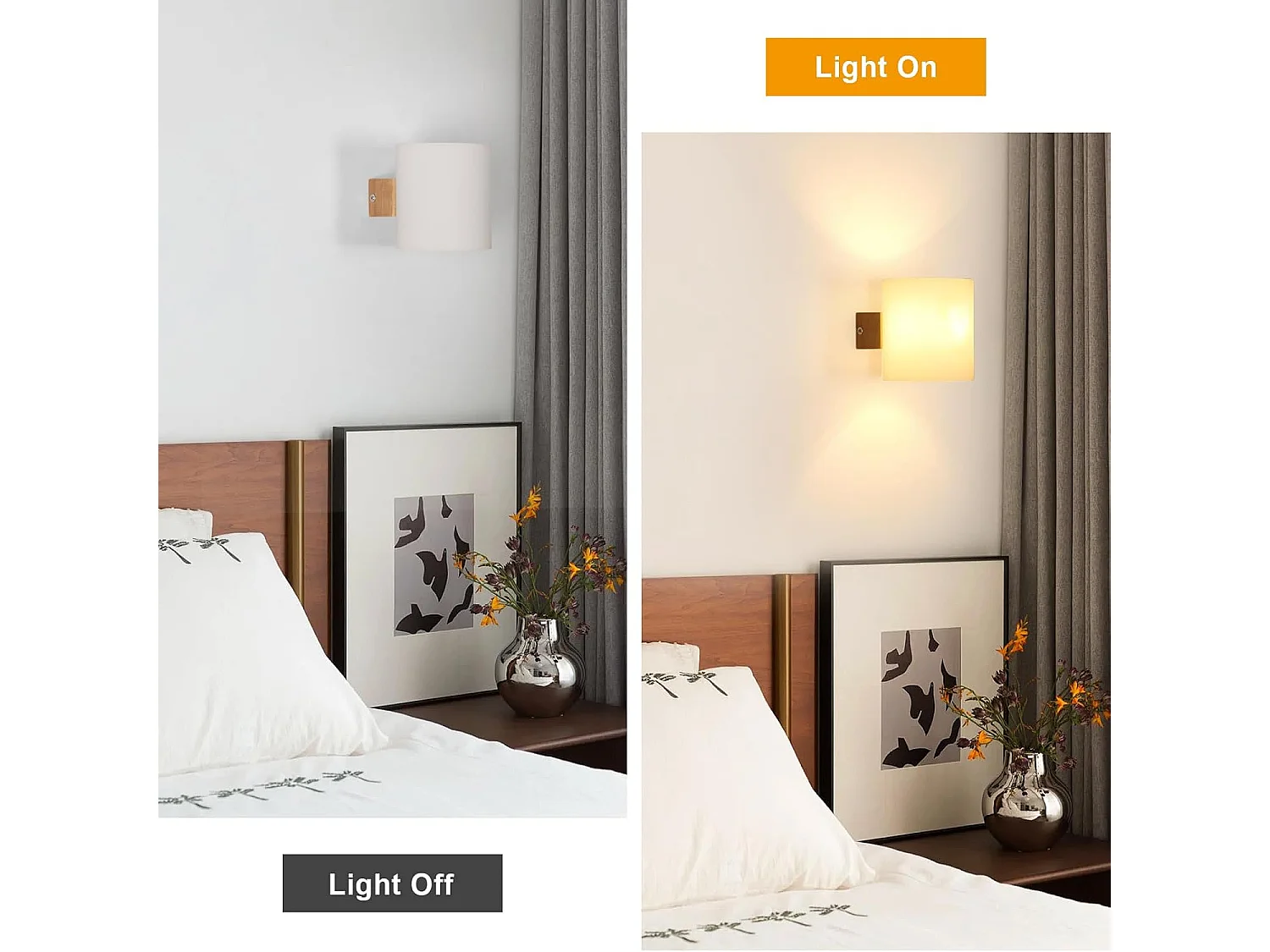 Applique Murale Intérieur, Vintage E27 Lampe Murale Bois, Abat-jour en Verre Applique Murale Chambre pour Salon Couloir Escalier wood