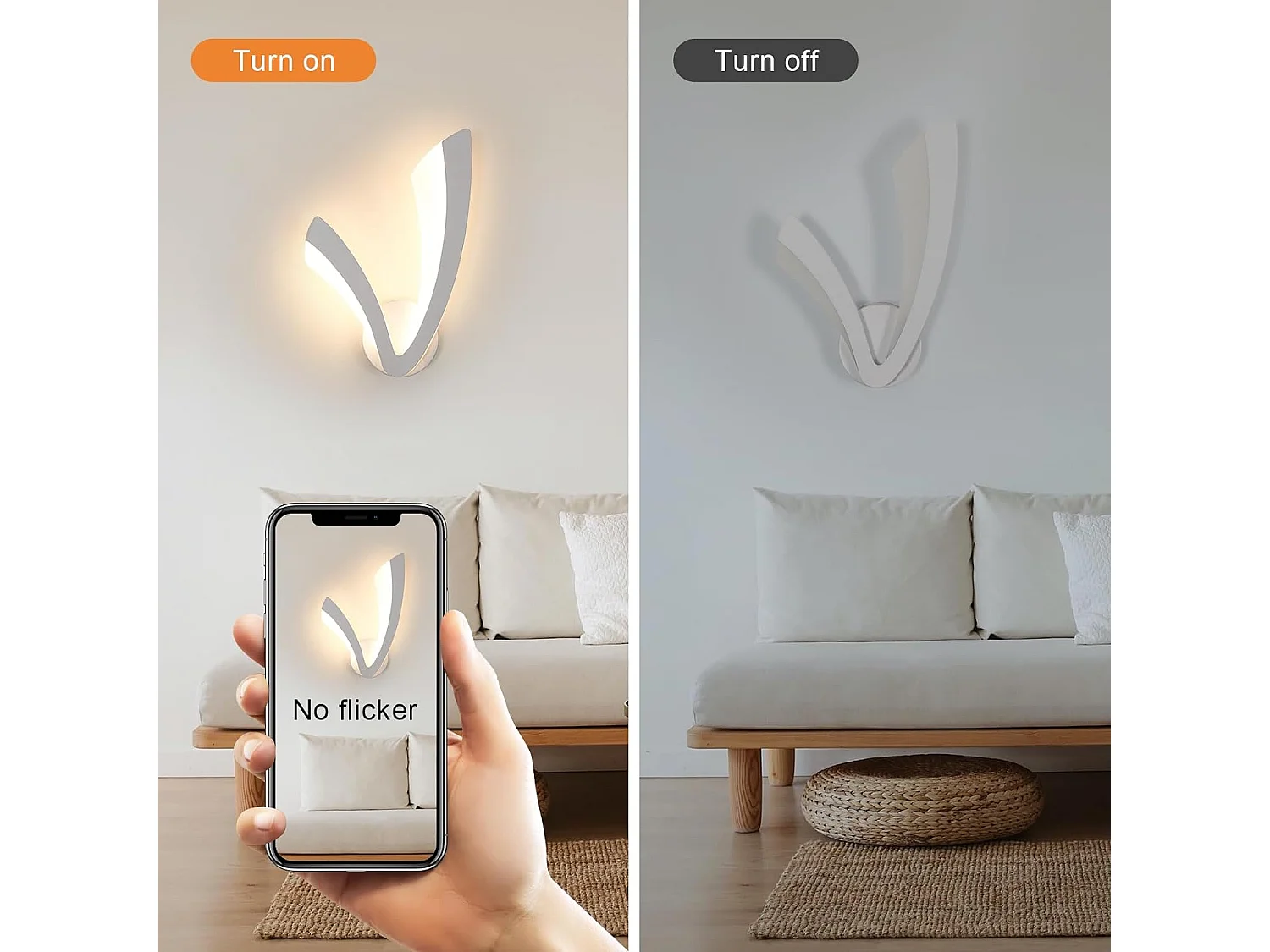 Applique Murale LED Moderne 12W, Luminaire Mural en Acrylique Forme de V, Éclairage Chaleureux 3000K pour Chambre, Salon, Couloirs