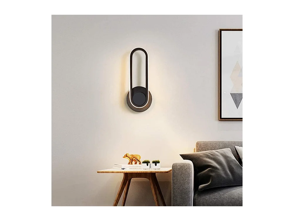 Applique murale LED d'intérieur 12W,applique murale pivotante à 330° Lampe de chevet Éclairage design moderne pour escalier (lumière blanche noire)