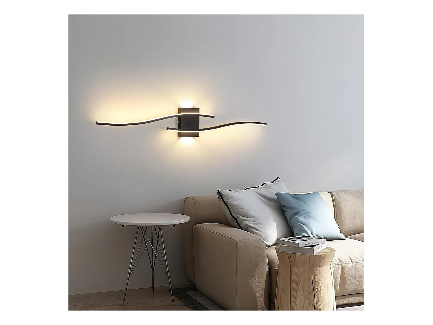 Applique Murale LED Intérieure,Noir Lignes Simples 27W 3000LM Lampe Murale LED Moderne, Éclairage Luminaire Mural LED pour Chambre,Blanc Chaud 3000K