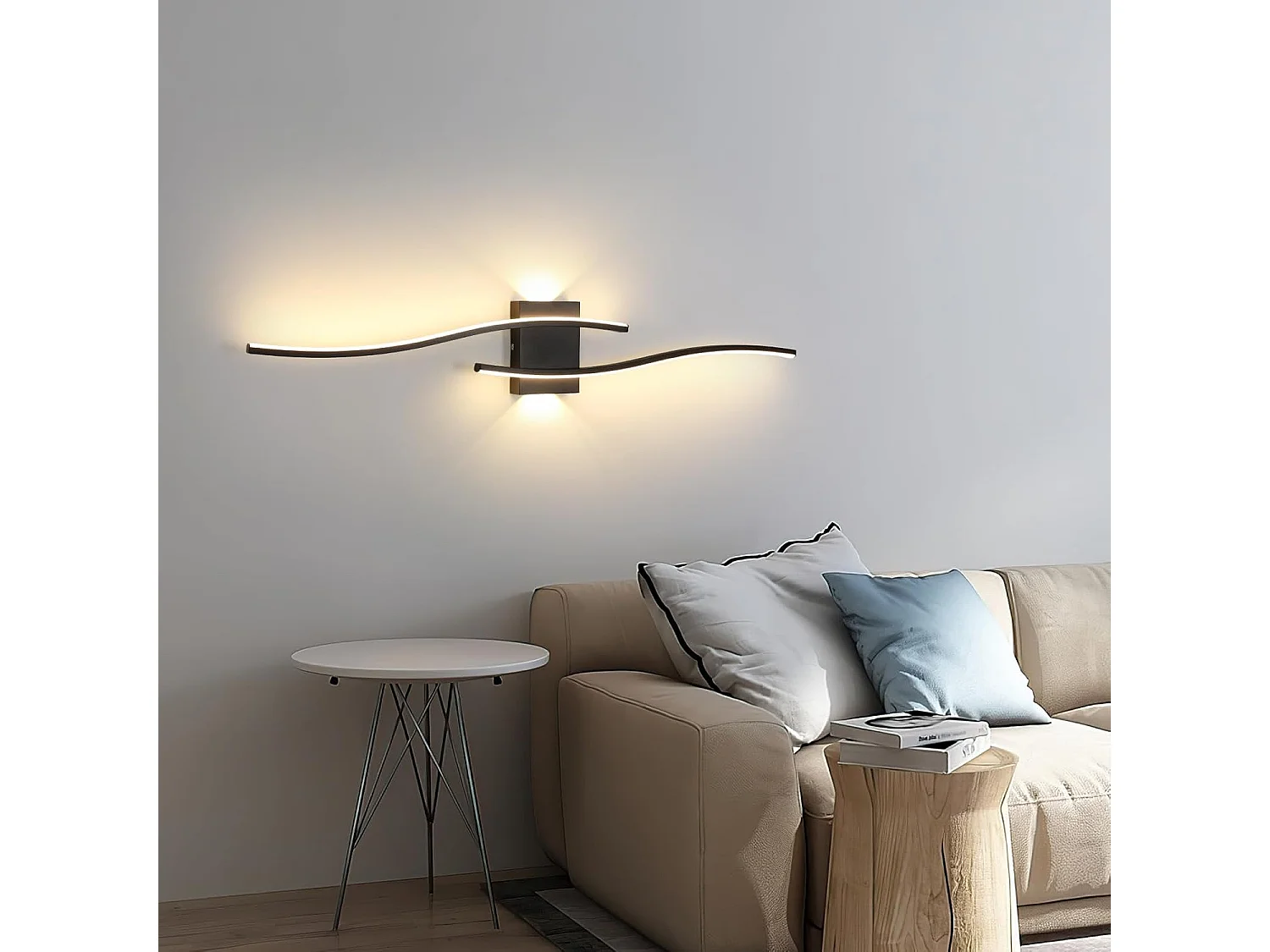 Applique Murale LED Intérieure,Noir Lignes Simples 27W 3000LM Lampe Murale LED Moderne, Éclairage Luminaire Mural LED pour Chambre,Blanc Chaud 3000K