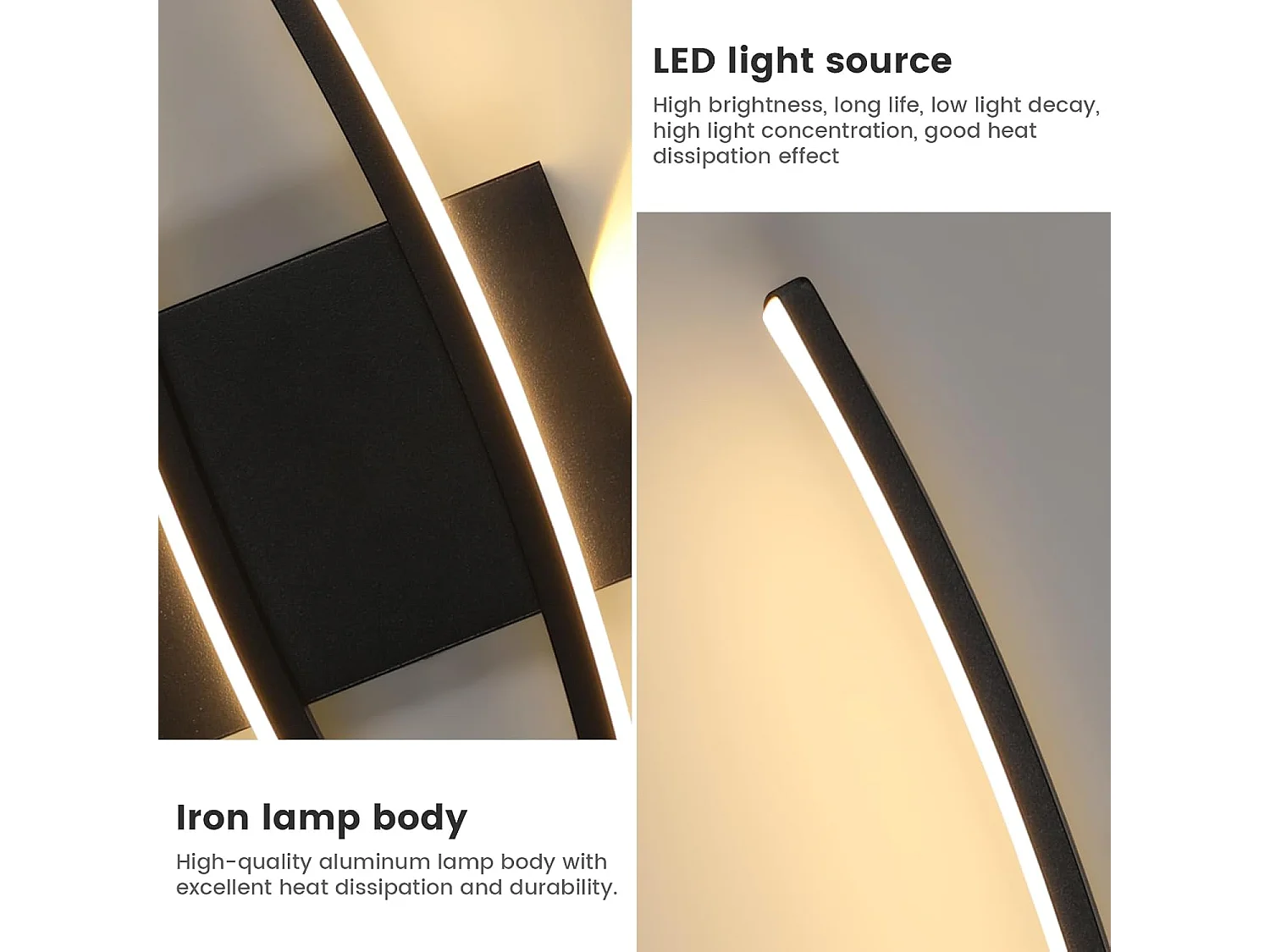 Applique Murale LED Intérieure,Noir Lignes Simples 27W 3000LM Lampe Murale LED Moderne, Éclairage Luminaire Mural LED pour Chambre,Blanc Chaud 3000K