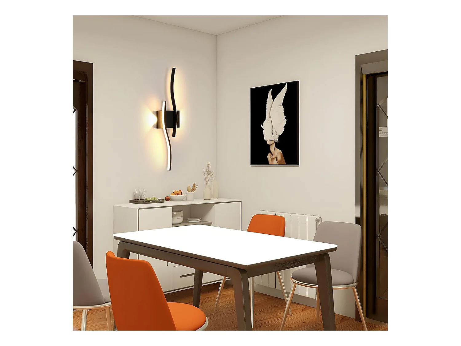 Applique Murale LED Intérieure,20 W Moderne Lampe Murale Noir, Éclairage Mural Interieur Décoratif pour Chambre,Salon,Cuisine,3000K Blanc Chaud (60CM)