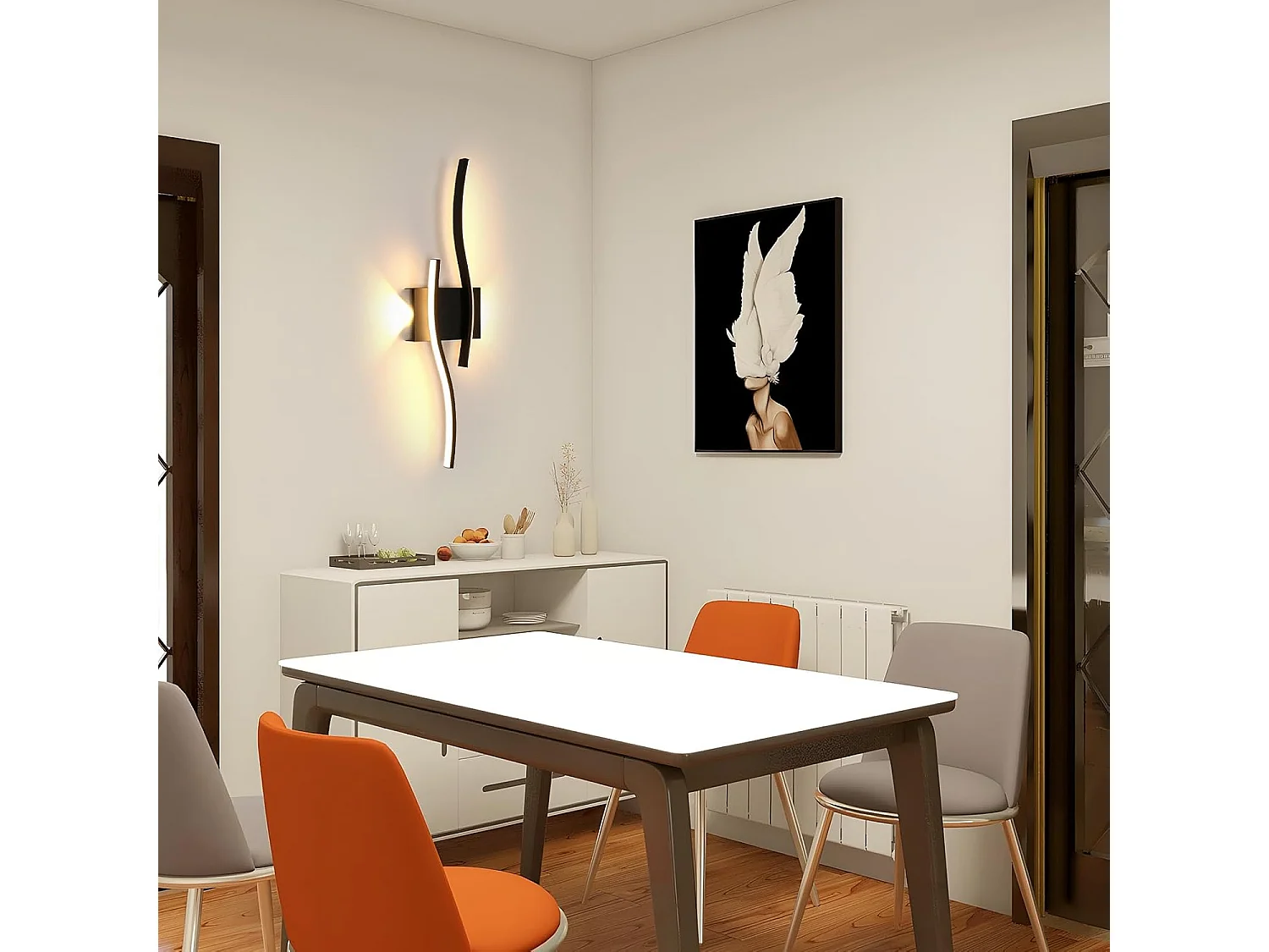 Applique Murale LED Intérieure,20 W Moderne Lampe Murale Noir, Éclairage Mural Interieur Décoratif pour Chambre,Salon,Cuisine,3000K Blanc Chaud (60CM)