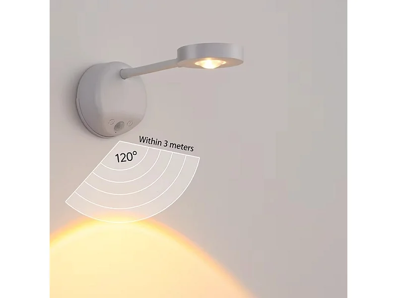 Applique murale sans fil avec détecteur de mouvement, LED rechargeable par USB Type-C, pour cuisine et chambre, blanche, avec télécommande