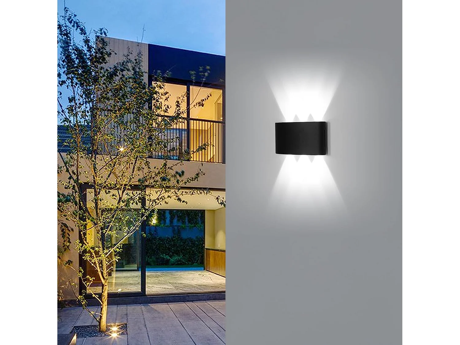 Applique Murale LED Extérieur Intérieur,Noir Moderne Up Down Luminaire Mural,Éclairage Mural pour Salon Chambre Salle de Bain (18W,Blanc Froid 6000K)