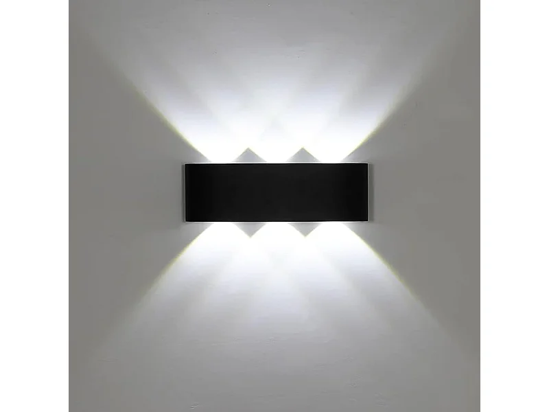 Applique Murale LED Extérieur Intérieur,Noir Moderne Up Down Luminaire Mural,Éclairage Mural pour Salon Chambre Salle de Bain (18W,Blanc Froid 6000K)