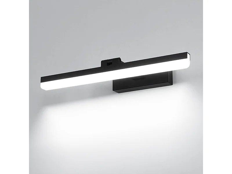 Lampe Miroir LED Salle de Bains 9W 40CM, IP44 Étanche Lumiere Miroir Salle de Bain Moderne, Applique Murale 180° Rotatif 6500K Blanc Froid, Schwarz