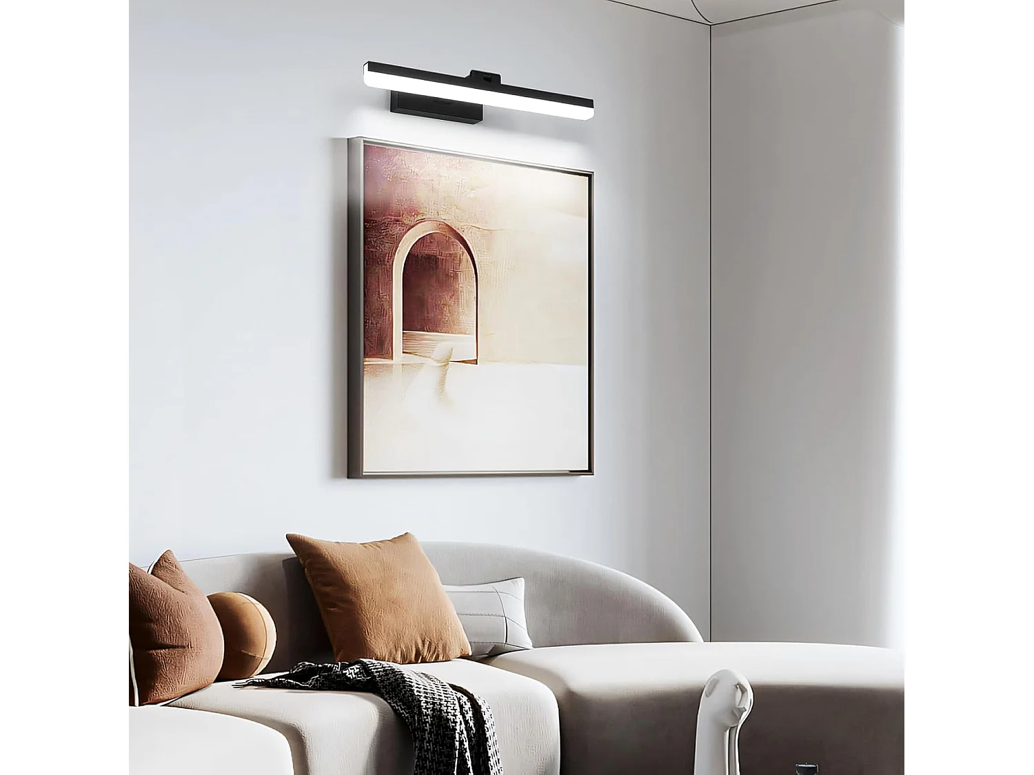 Lampe Miroir LED Salle de Bains 9W 40CM, IP44 Étanche Lumiere Miroir Salle de Bain Moderne, Applique Murale 180° Rotatif 6500K Blanc Froid, Schwarz